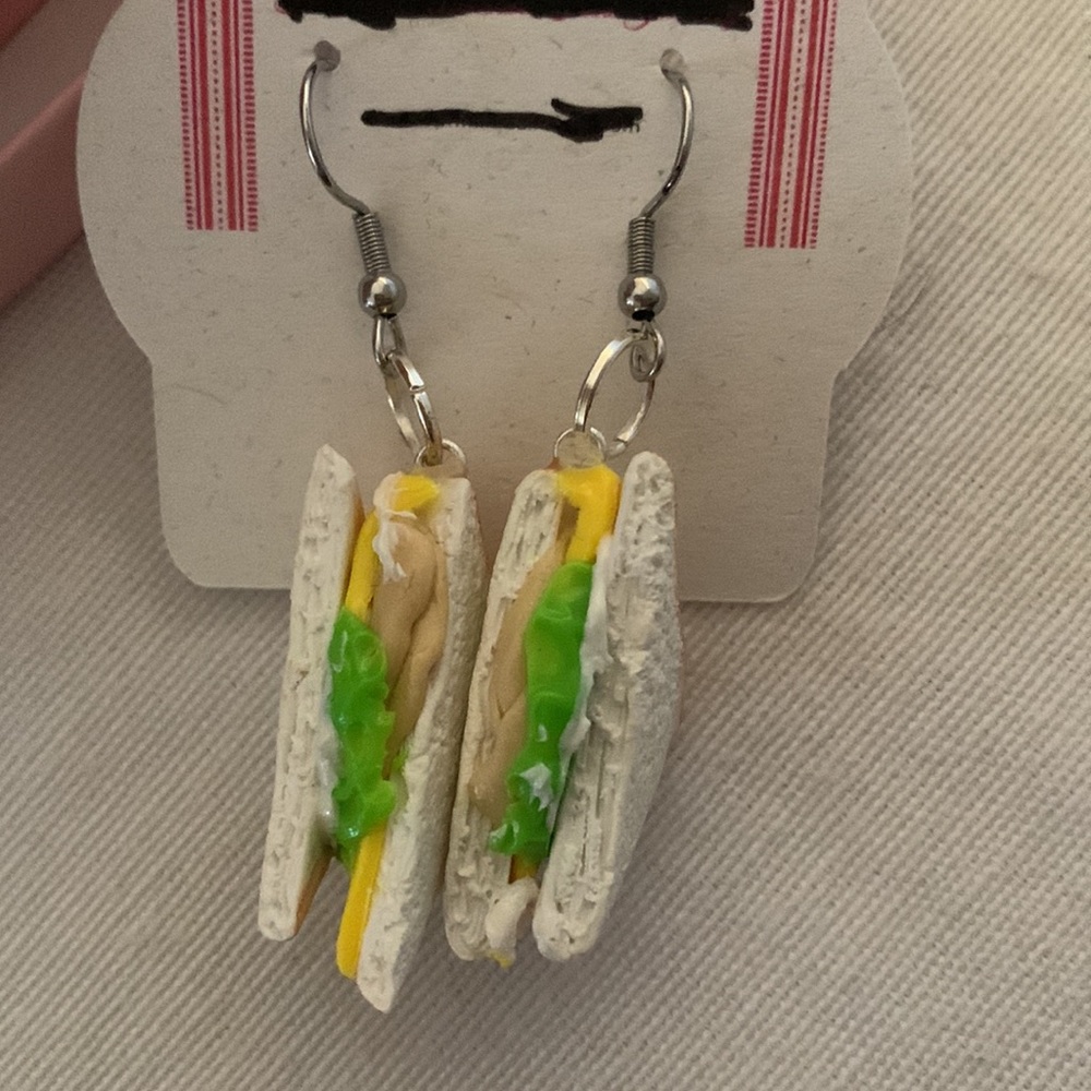 NWT Handmade sandwich Earrings - Picture 2 of 3